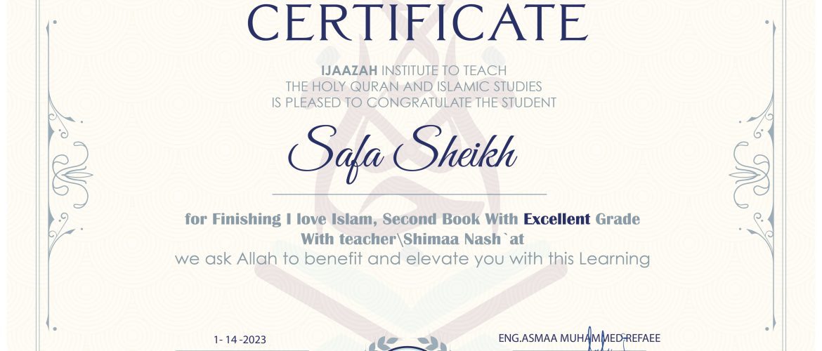 - Safa Sheikh - IJAAZAH